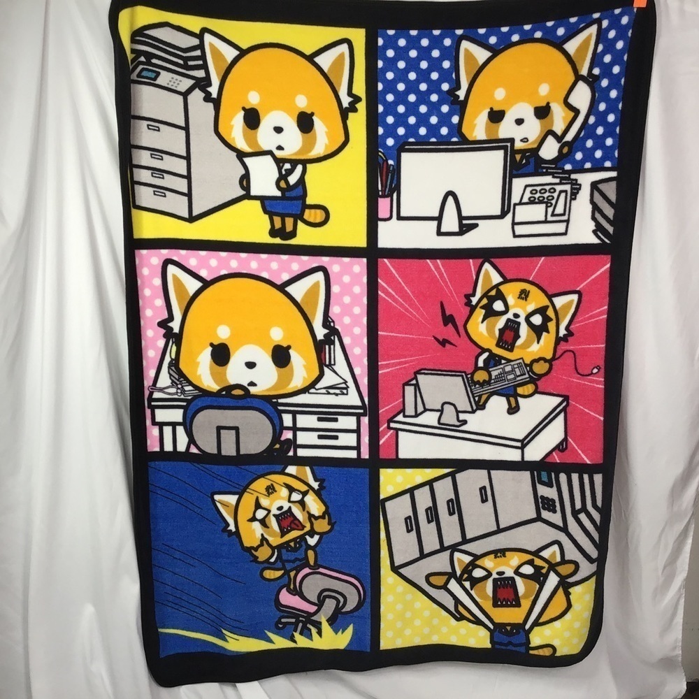 Sanrio Aggretsuko Throw Blank Office Life Metal Band Comic Scene Soft …